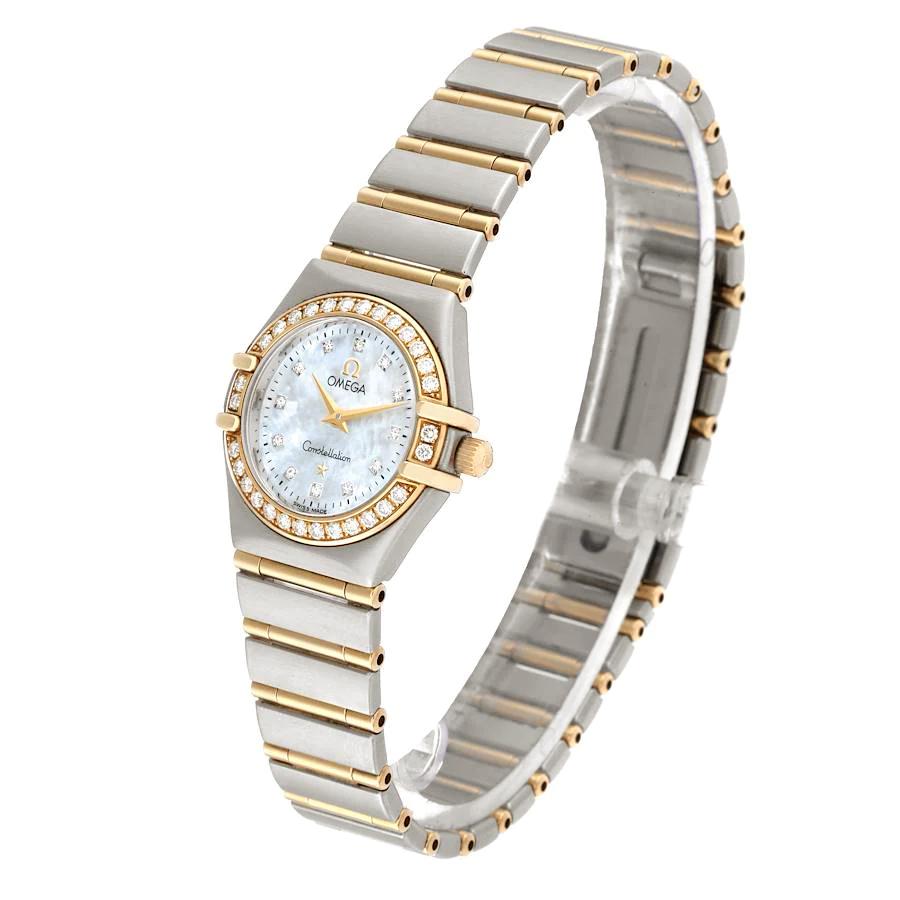 Ladies Omega Constellation 26mm Two Tone Watch With Mother Of Pearl Di