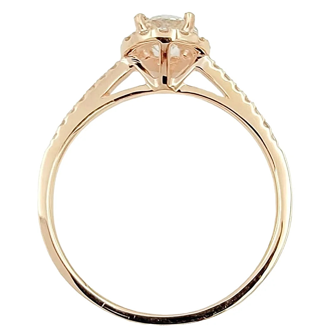 14K Rose Gold Diamond Halo Engagement Ring.