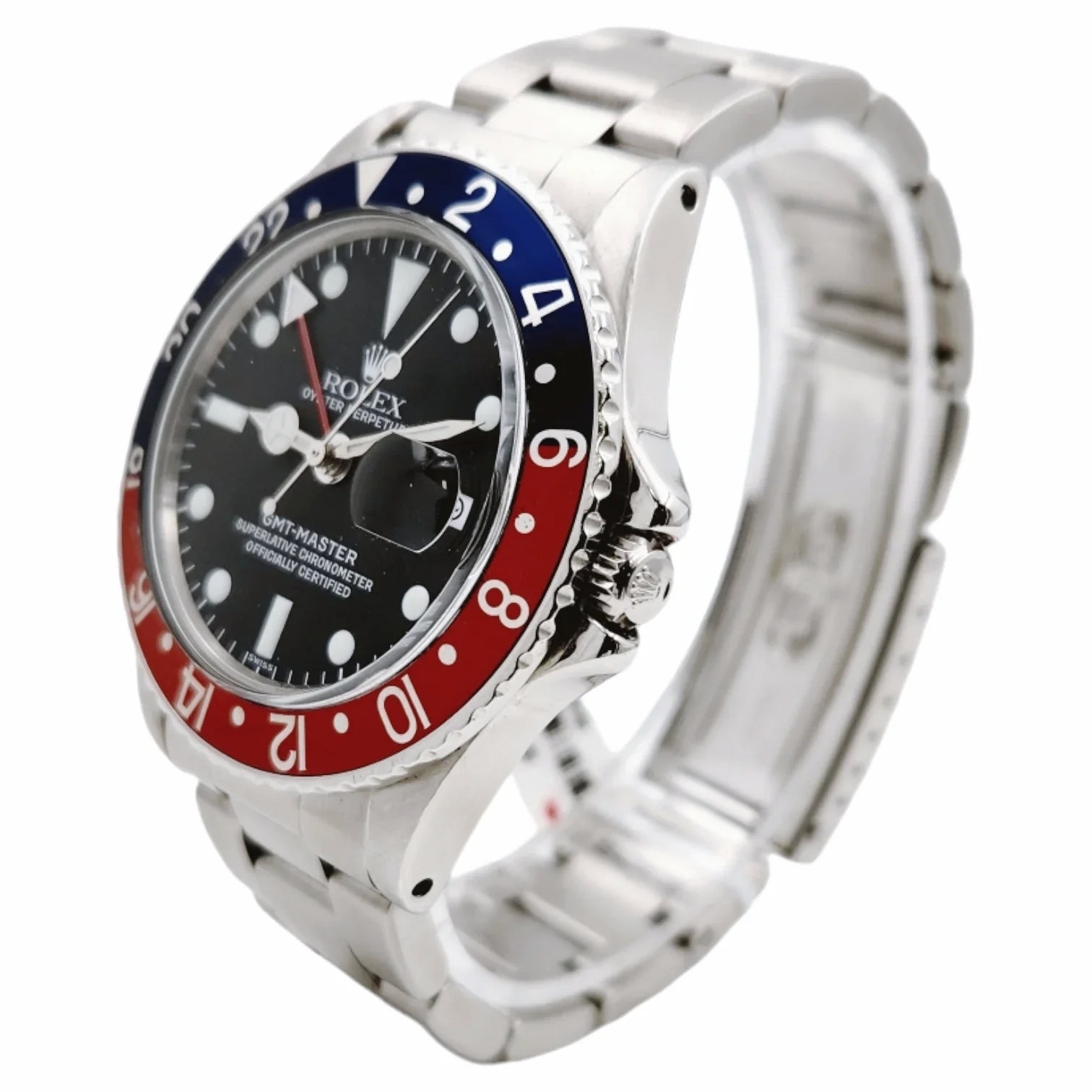 1967 Men's Rolex 40mm GMT Master Vintage Stainless Steel Watch with Black Dial and Pepsi Bezel. (Pre-Owned 1675)