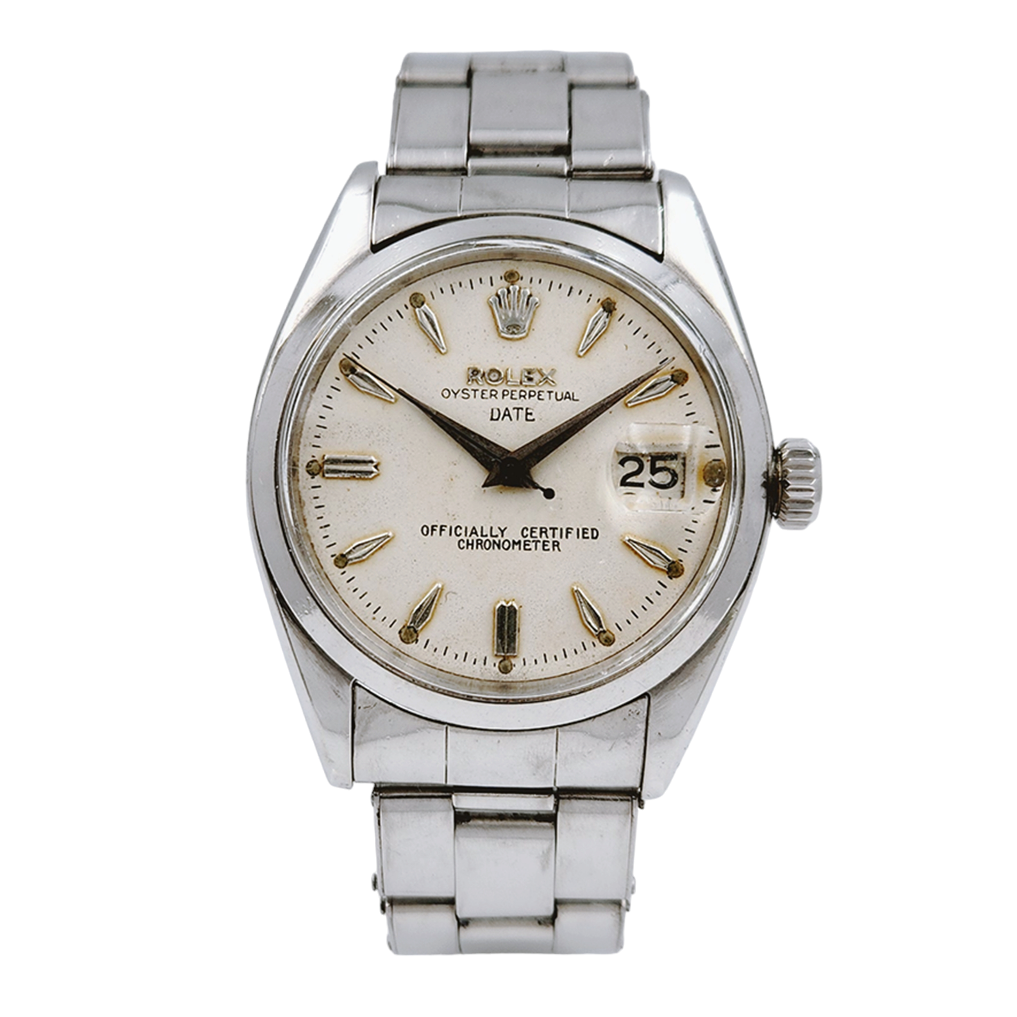 1976 Men's Rolex 34mm Date Vintage Stainless Steel Wristwatch w/ Cream Dial & Smooth Bezel. (Pre-Owned 6534)