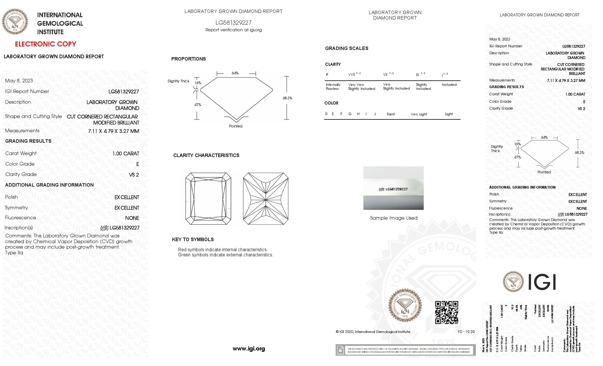 1 Ct. Radiant Wholesale IGI Certified Lab Grown Loose Diamond. (VS2 / E)