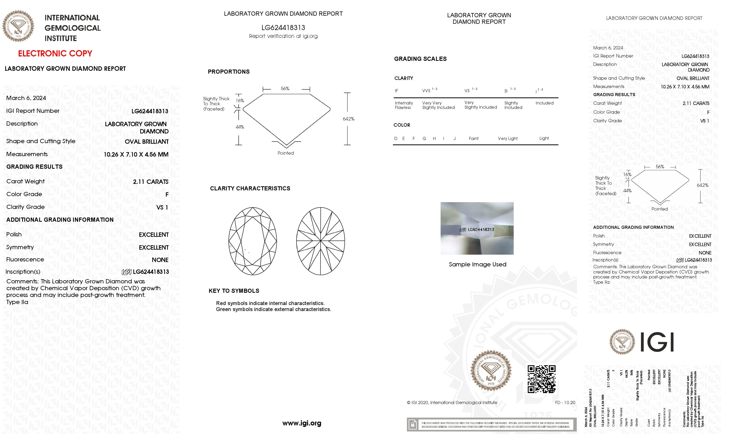 2.11 Ct. Oval Wholesale IGI Certified Lab Grown Loose Diamond. (VS1 / F)