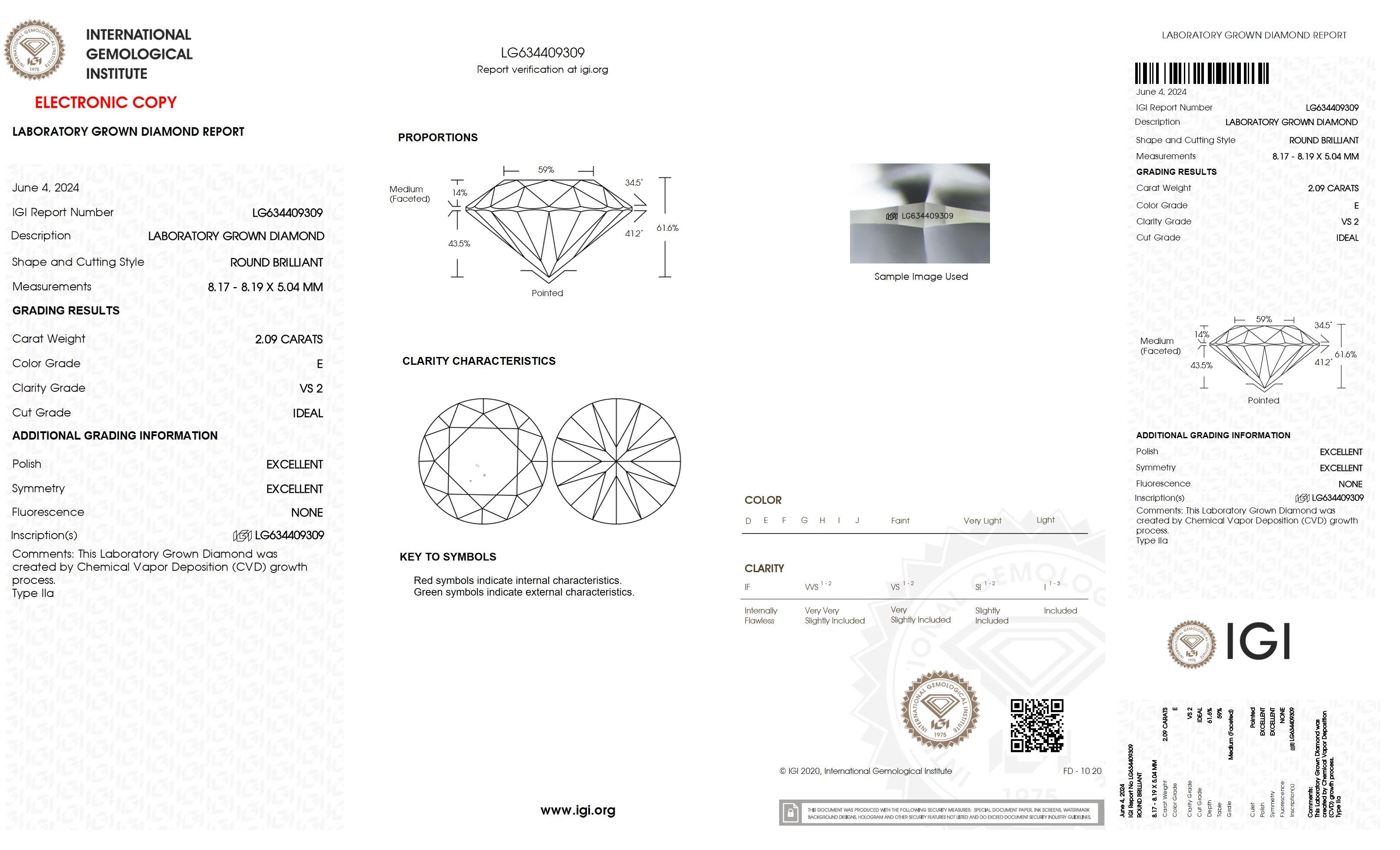 2.09 Ct. Round Wholesale IGI Certified Lab Grown Loose Diamond. (VS2 / E)