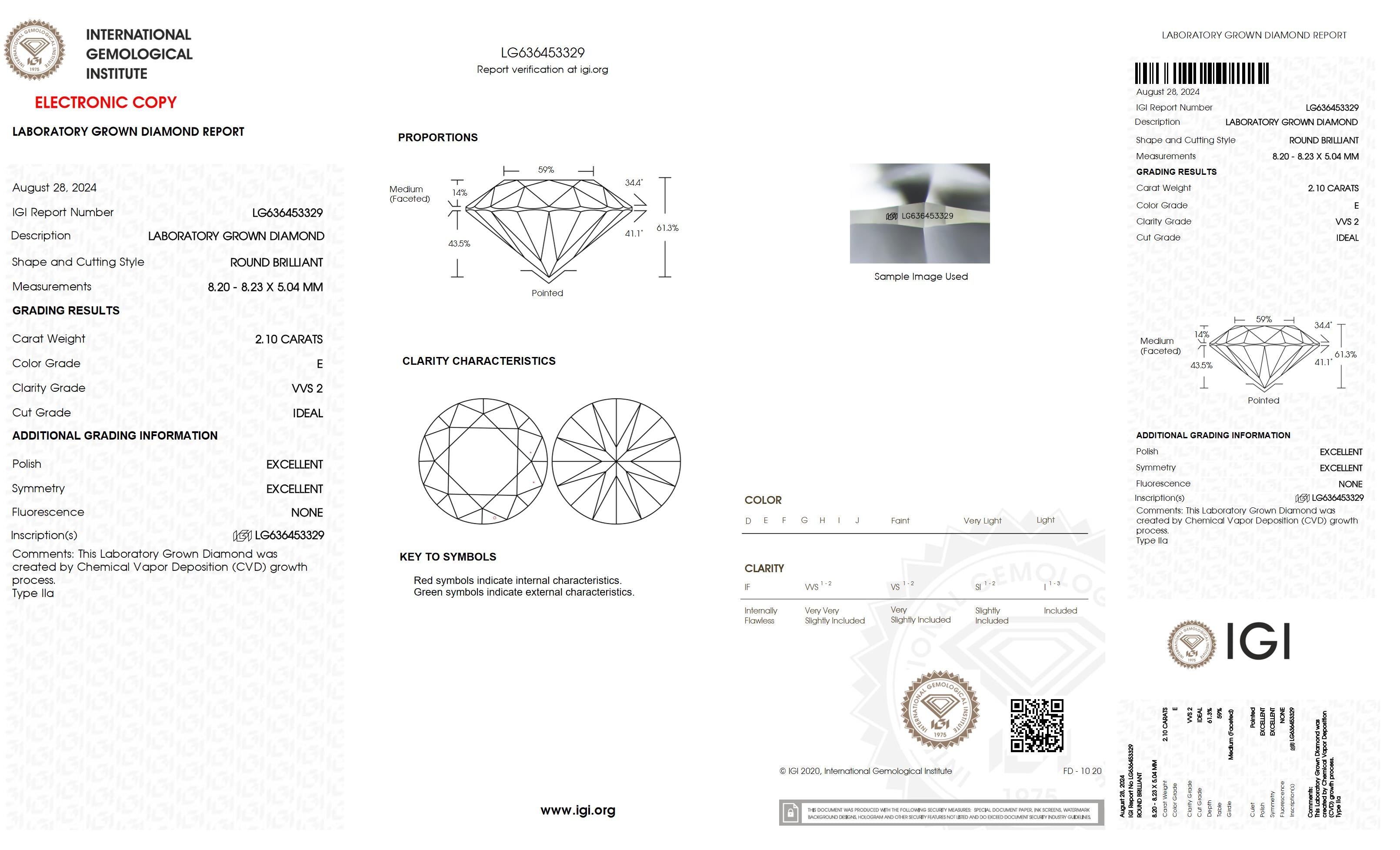 2.1 Ct. Round Wholesale IGI Certified Lab Grown Loose Diamond. (VVS2 / E)