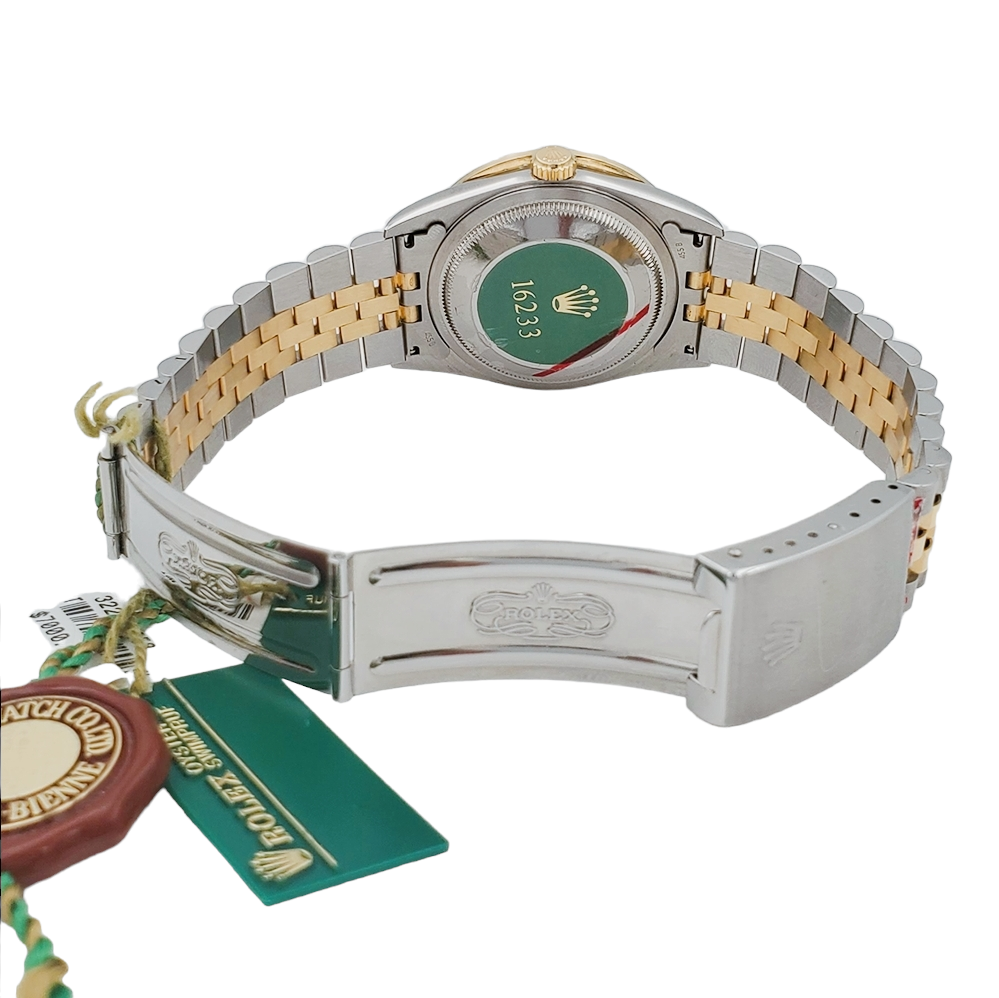 1997 Men's Rolex 36mm DateJust Two Tone 18K Gold / Stainless Steel Wristwatch w/ Silver Dial & 2CT Diamond Bezel. (UNWORN 16233)