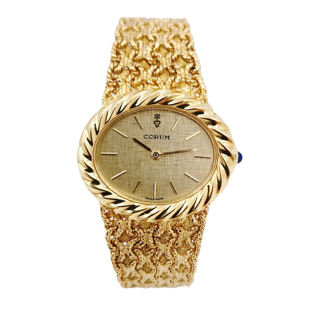 Ladies Corum 26mm x 30mm Oval Vintage 18K Yellow Gold Watch with