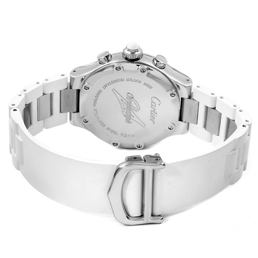 Ladies Cartier Must 21 Stainless Steel Wristwatch with White Rubber & White Dial. (Pre-Owned W10197U2)