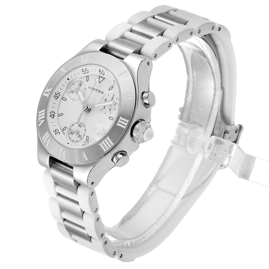 Ladies Cartier Must 21 Stainless Steel Wristwatch with White Rubber & White Dial. (Pre-Owned W10197U2)