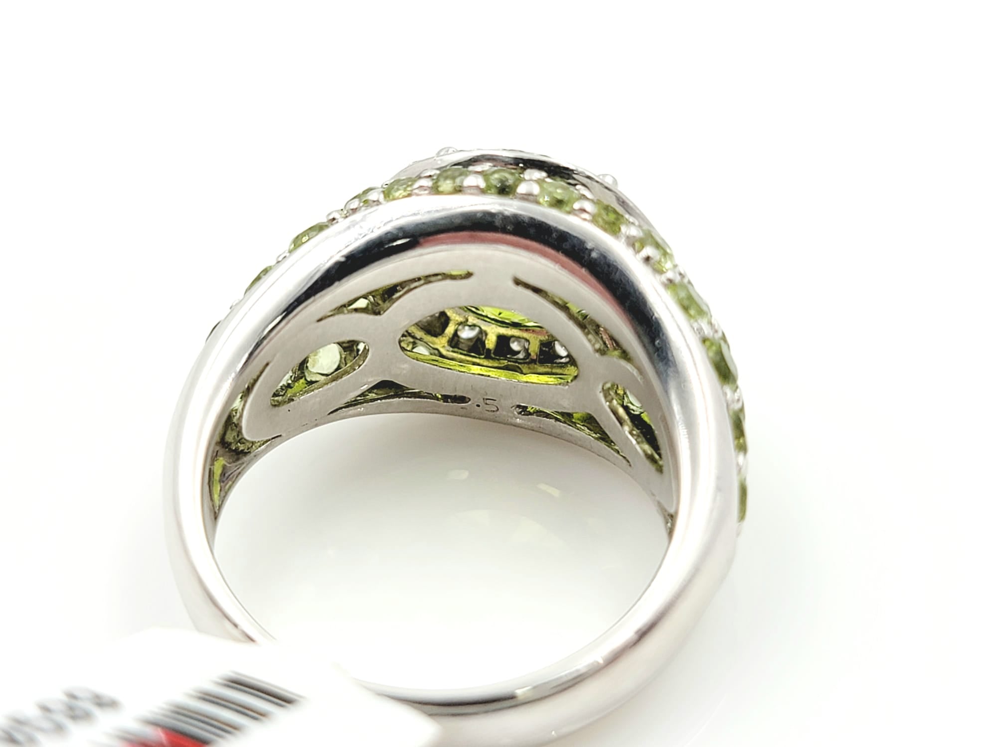 18k White Gold Peridot/Diamond Ring-3.08ct Peridot