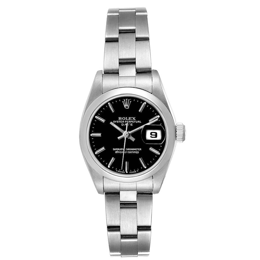 Ladies Rolex 26mm DateJust Stainless Steel Wristwatch with Black Dial & Smooth Bezel. (Pre-Owned 69160)