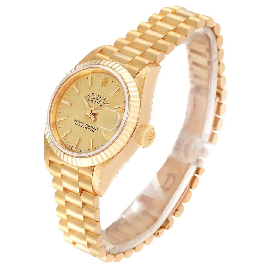 Ladies Rolex 26mm President 18K Yellow Gold Wristwatch with Gold Dial & Fluted Bezel. (Pre-Owned 6917)