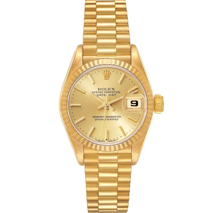 Ladies Rolex 26mm President 18K Yellow Gold Wristwatch with Gold Dial & Fluted Bezel. (Pre-Owned 6917)