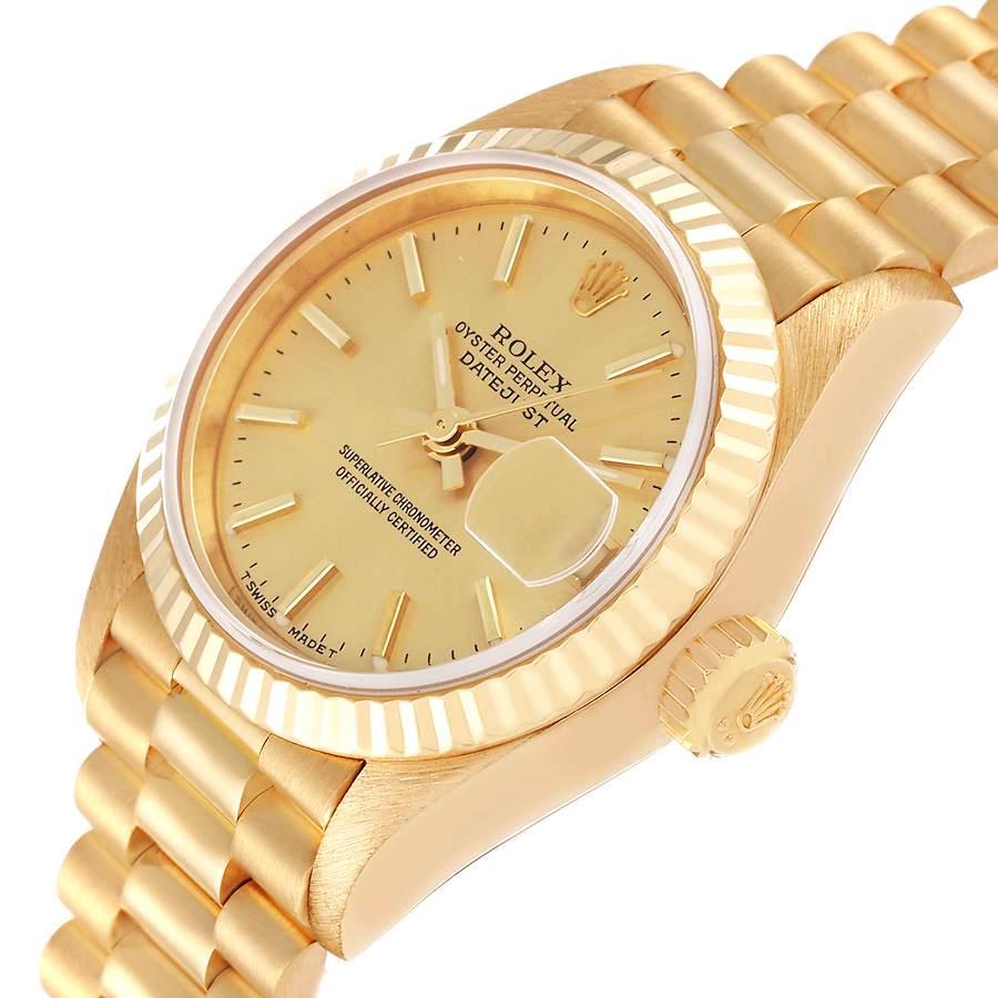 Ladies Rolex 26mm President 18K Yellow Gold Wristwatch with Gold Dial & Fluted Bezel. (Pre-Owned 6917)