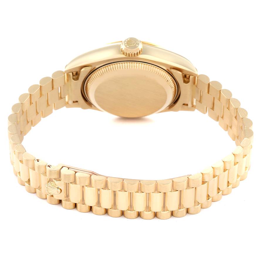 Ladies Rolex 26mm President Solid 18K Yellow Gold Wristwatch with Gold Dial & Fluted Bezel. (Pre-Owned)