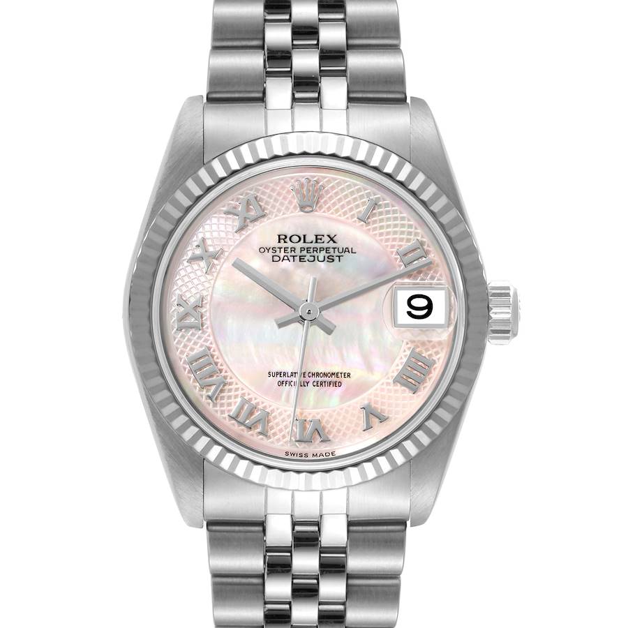 Ladies Rolex 31mm Midsize DateJust Stainless Steel Watch with Pink Mother of Pearl Dial and Fluted Bezel. (Pre-Owned 78274)