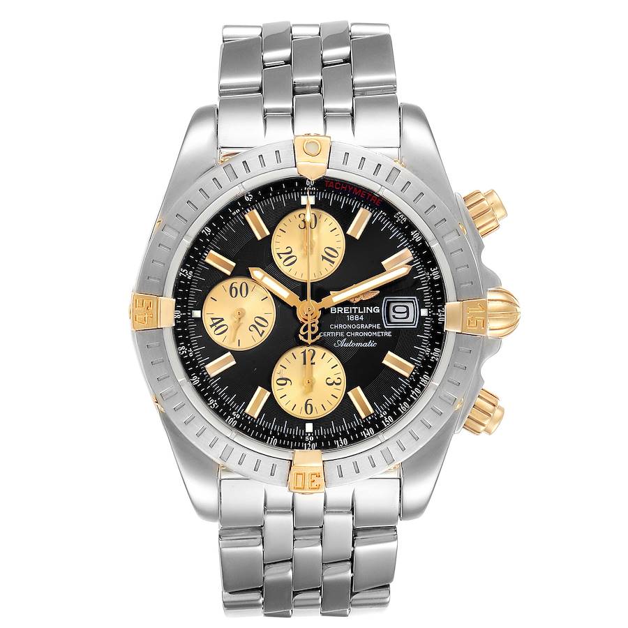 Men's Breitling 40mm 18K Yellow Gold / Stainless Steel Wristwatch with Black Chronograph Dial. (Pre-Owned)