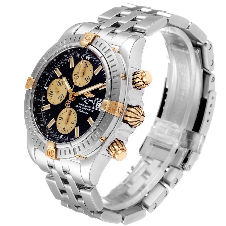 Men's Breitling 40mm 18K Yellow Gold / Stainless Steel Wristwatch with Black Chronograph Dial. (Pre-Owned)