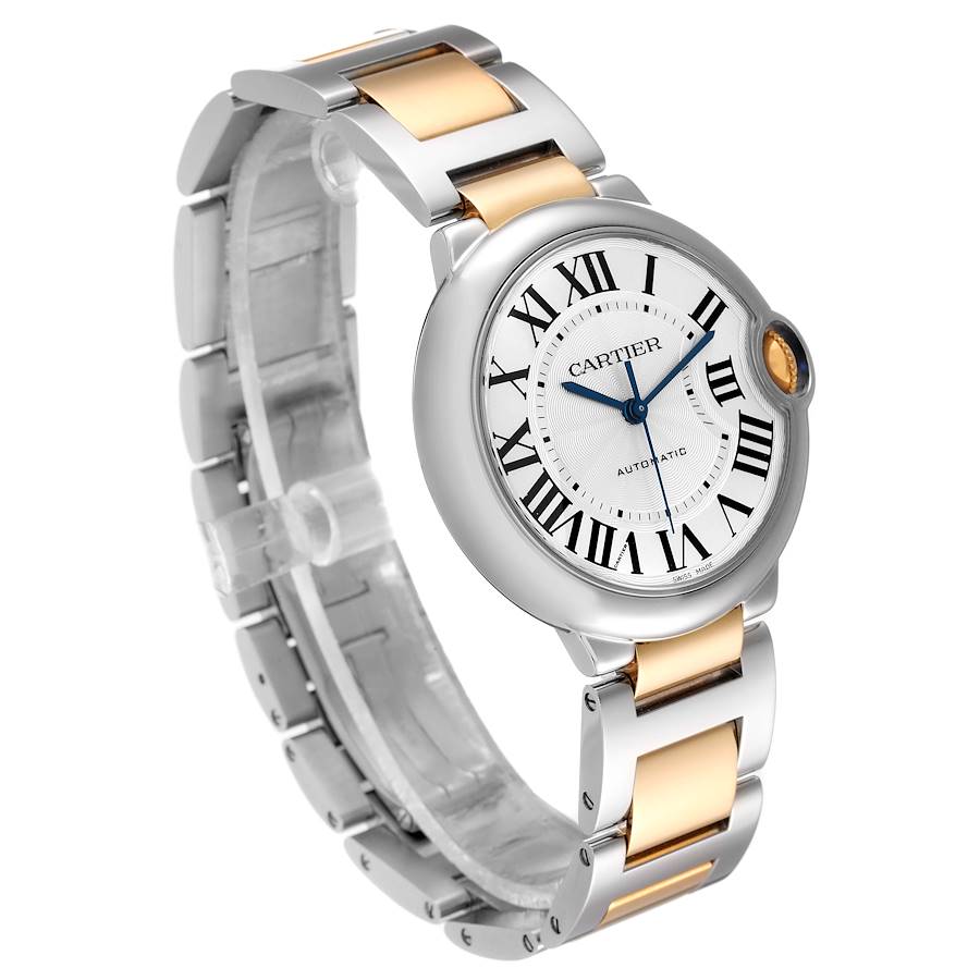 Men's Cartier 42mm Ballon Bleu Two Tone 18K Yellow Gold / Stainless Steel Wristwatch with Roman Numeral Silver Dial & Smooth Bezel. (NEW W2BB0031)