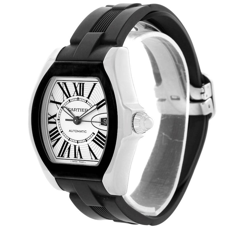 Men's Cartier 40mm x 46mm Roadster Automatic Watch with Black Strap and Silver Dial. (Pre-Owned 3312)