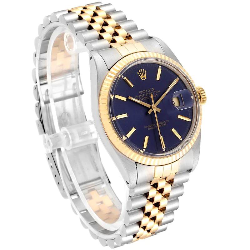 Men's Rolex 36mm DateJust Two Tone 18K Yellow Gold / Stainless Steel Wristwatch w/ Purple Dial & Fluted Bezel. (Pre-Owned 16013)