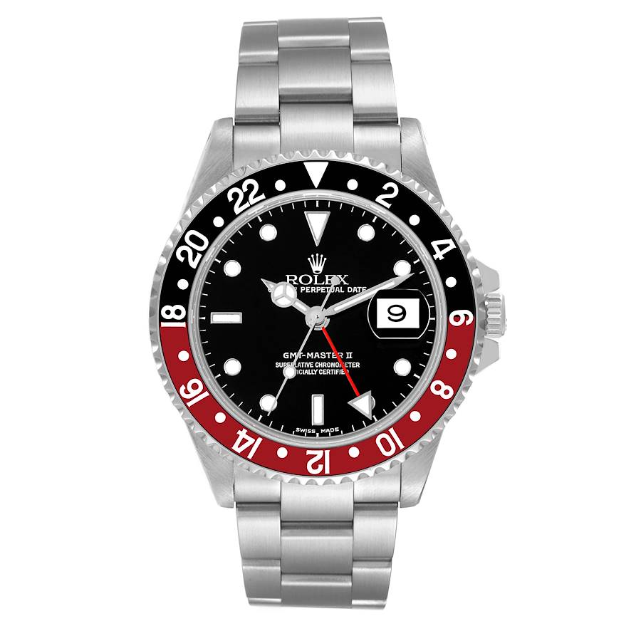 Men's Rolex 40mm GMT Master II Stainless Steel Wristwatch with Black Dial & Coke Bezel. (Pre-Owned 16710)