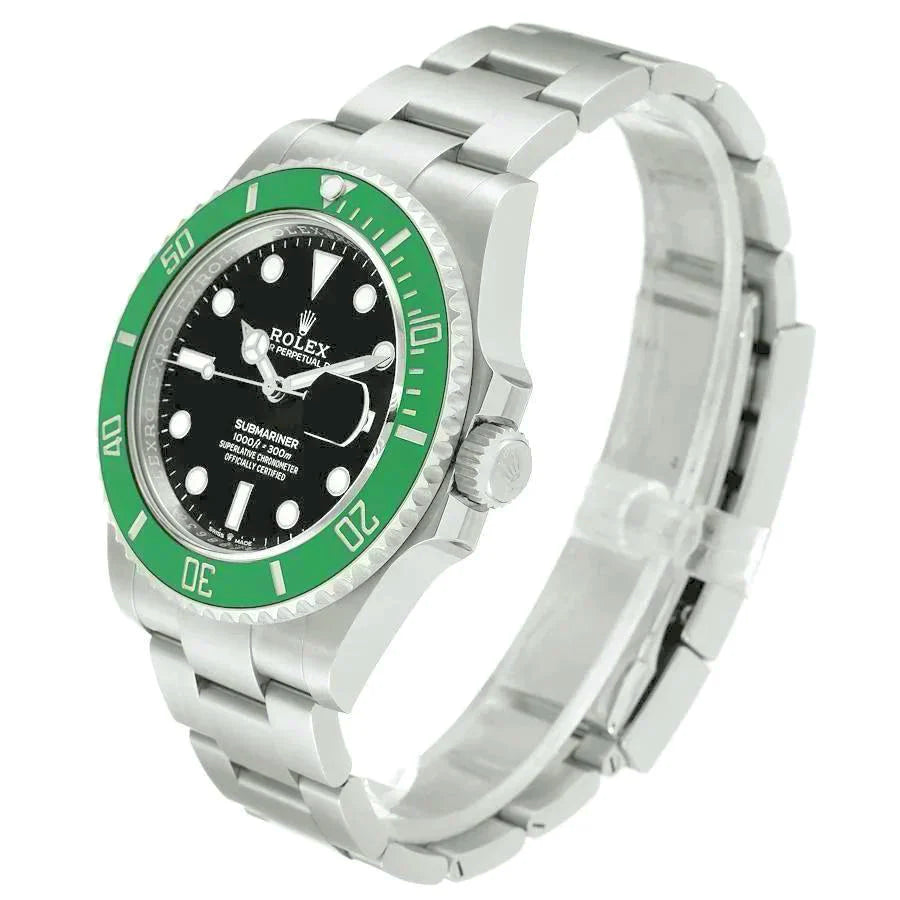 2003 Men's Rolex 40mm Submariner Oyster Perpetual Stainless Steel Watch with Black Dial and Green Bezel. (Pre-Owned 16610)