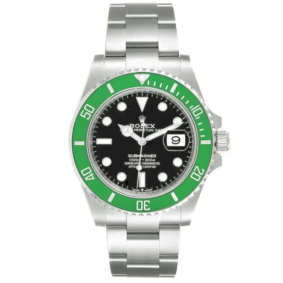 2003 Men's Rolex 40mm Submariner Oyster Perpetual Stainless Steel Watch with Black Dial and Green Bezel. (Pre-Owned 16610)