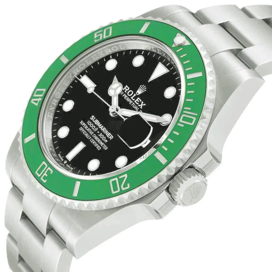 2003 Men's Rolex 40mm Submariner Oyster Perpetual Stainless Steel Watch with Black Dial and Green Bezel. (Pre-Owned 16610)