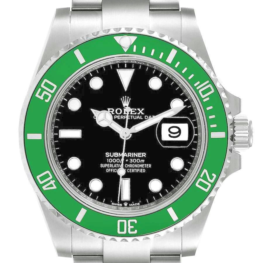 2003 Men's Rolex 40mm Submariner Oyster Perpetual Stainless Steel Watch with Black Dial and Green Bezel. (Pre-Owned 16610)