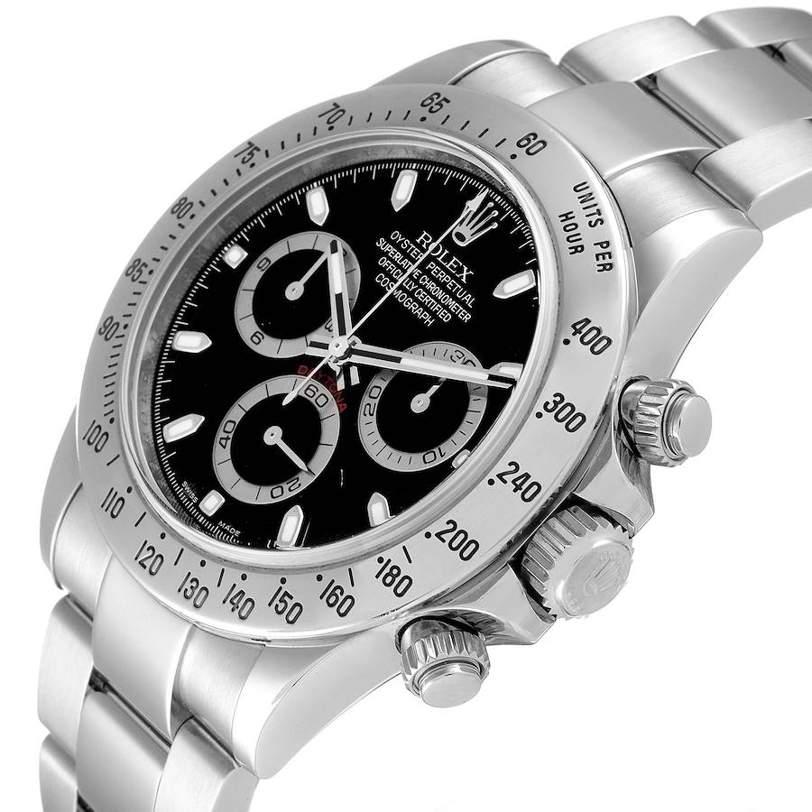 Men's Rolex Daytona 40mm Stainless Steel Watch with Black Dial. (Pre-Owned 116520)