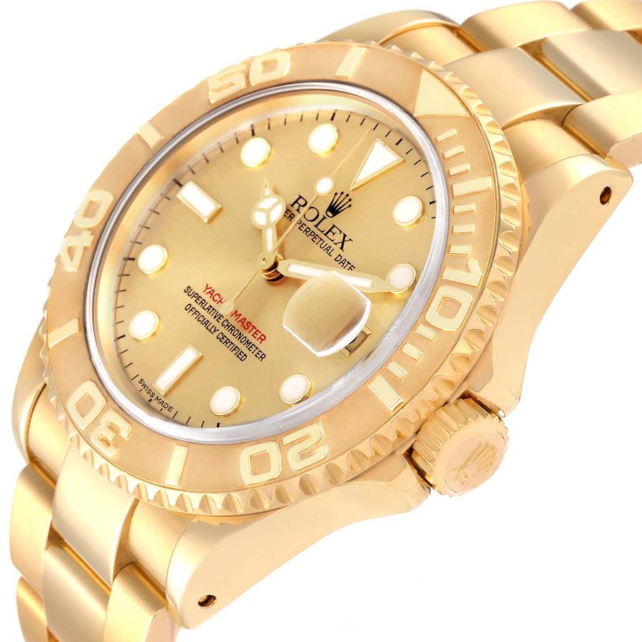 Men's Rolex Yacht Master 40mm Oyster Perpetual 18K Solid Yellow Gold Watch with Gold Dial. (Pre-Owned 16628)