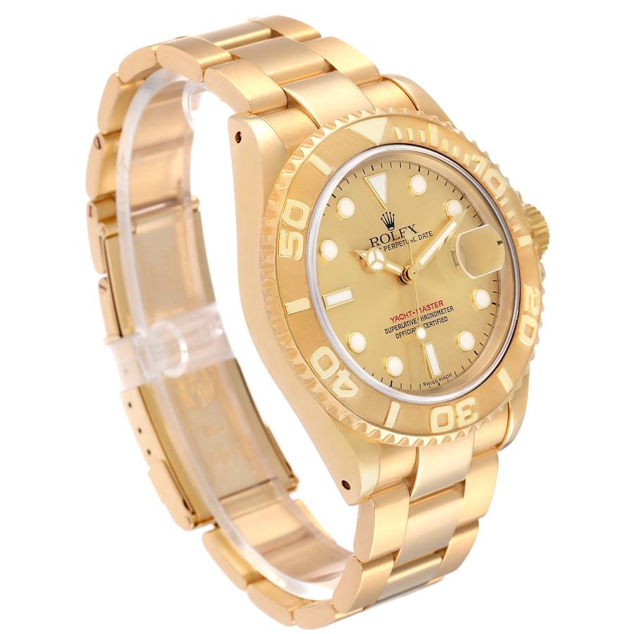 Men's Rolex Yacht Master 40mm Oyster Perpetual 18K Solid Yellow Gold Watch with Gold Dial. (Pre-Owned 16628)