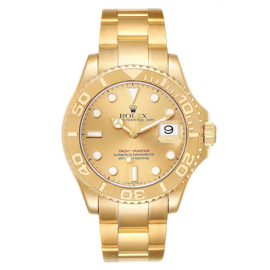 Men's Rolex Yacht Master 40mm Oyster Perpetual 18K Solid Yellow Gold Watch with Gold Dial. (Pre-Owned 16628)