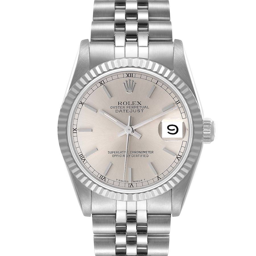 Ladies Rolex DateJust 31mm Midsize Stainless Steel Wristwatch with Silver Dial & Fluted Bezel. (Pre-Owned 68274)