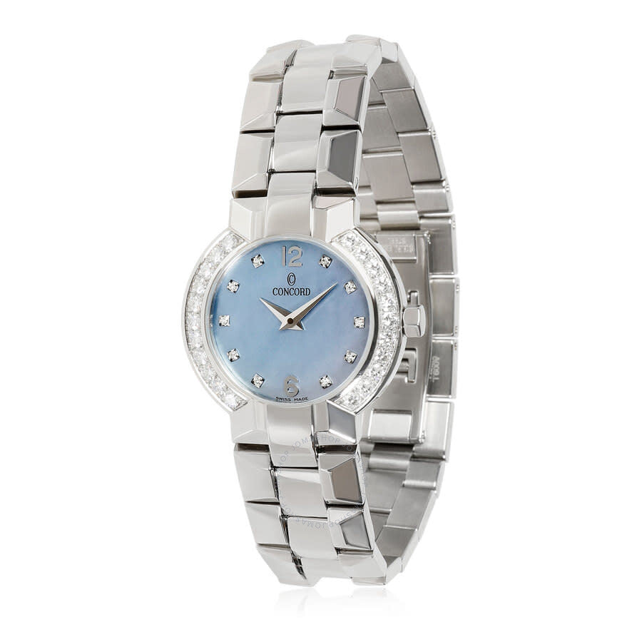 Ladies Concord La Scala 26mm Stainless Steel Wristwatch with Blue Mother of Pearl Diamond Dial & Diamond Bezel. (Pre-Owned)