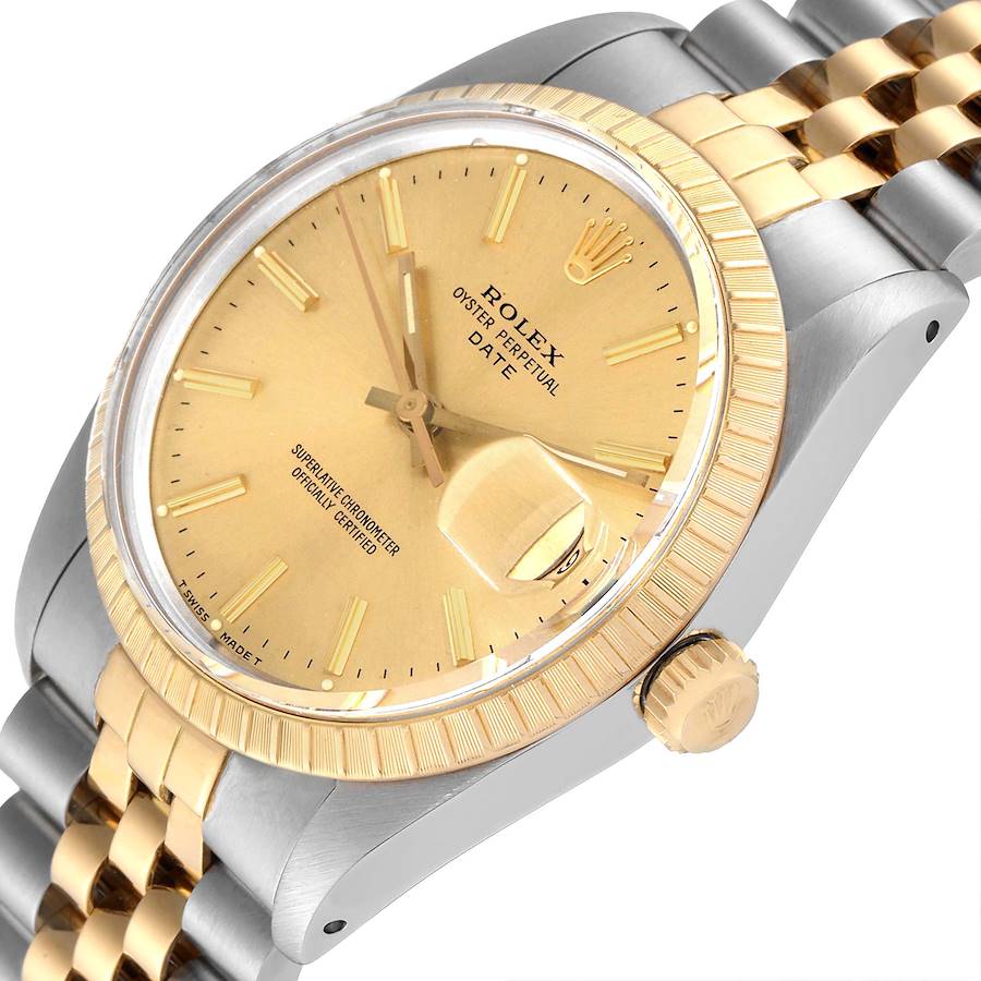 Ladies Rolex 26mm Date 18K Yellow Gold Two Tone Wristwatch with Champagne Dial & Fluted Bezel. (Pre-Owned 69173)