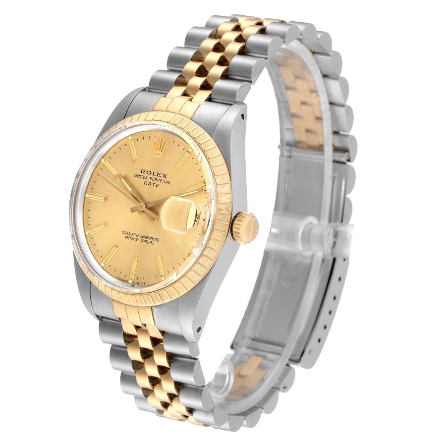 Ladies Rolex 26mm Date 18K Yellow Gold Two Tone Wristwatch with Champagne Dial & Fluted Bezel. (Pre-Owned 69173)