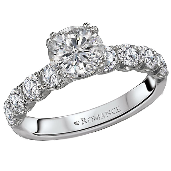 14K White Gold Semi-Mount Romance Collection Wedding Ring.