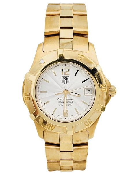 Men's TAG Heuer 38mm 2000 Solid 18K Yellow Gold Watch with Silver