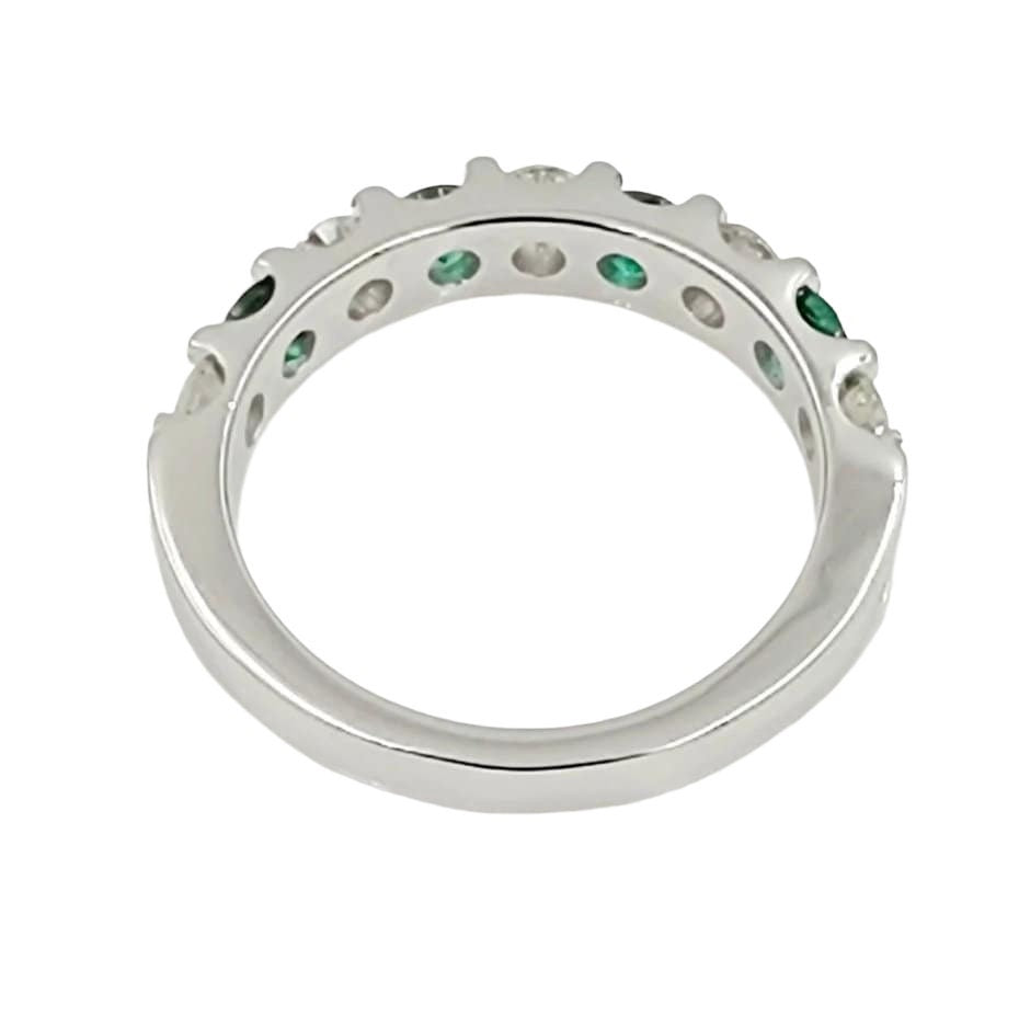 White Gold Diamond and Emerald Ring