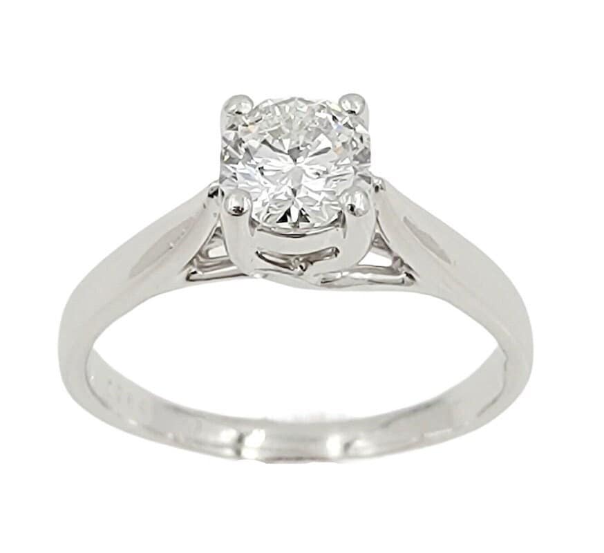 Platinum Solitaire Diamond Ring. Octagon Brilliant Cut Diamond.